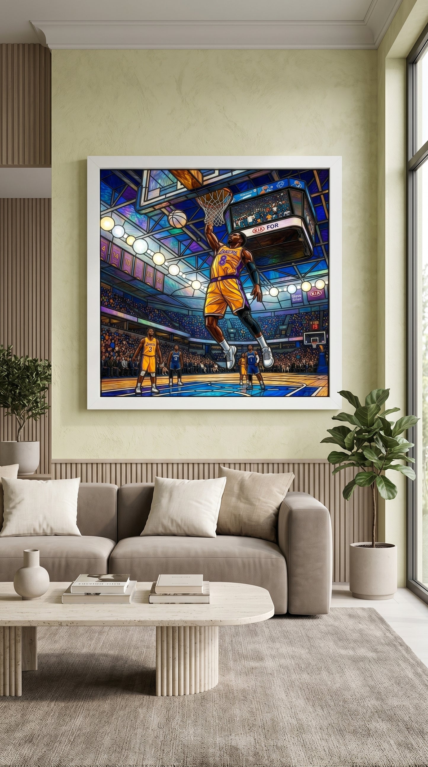 Basketbol Detaylı Şık Vitray Dekor 60x60