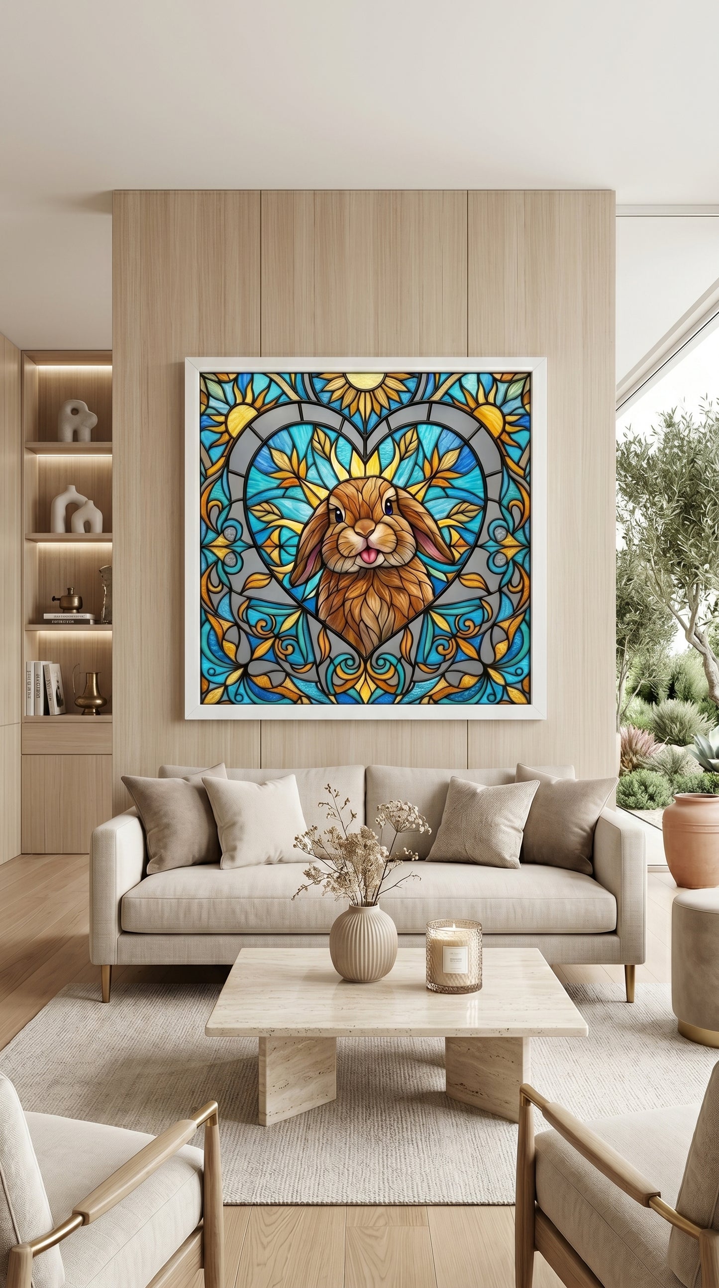 Tavşan Şık Dekor Vitray 60x60