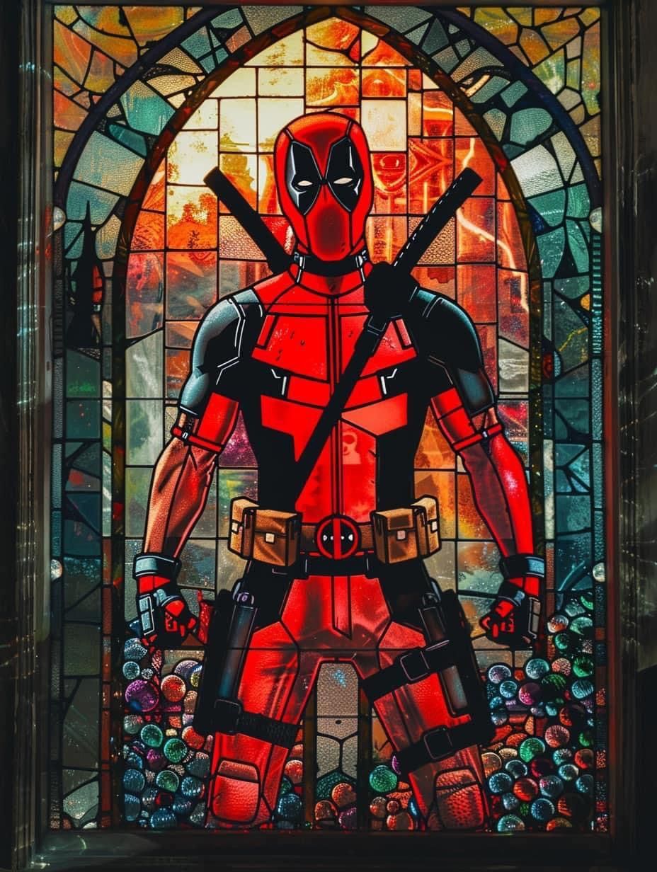 Deadpool Şık Vitray Dekoru 60x60