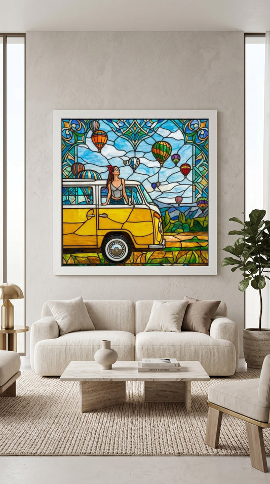 Karavan Detay Şık Vitray Dekor 60x60