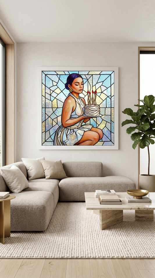 Doğum Günü Şık Vitray Dekor 60x60